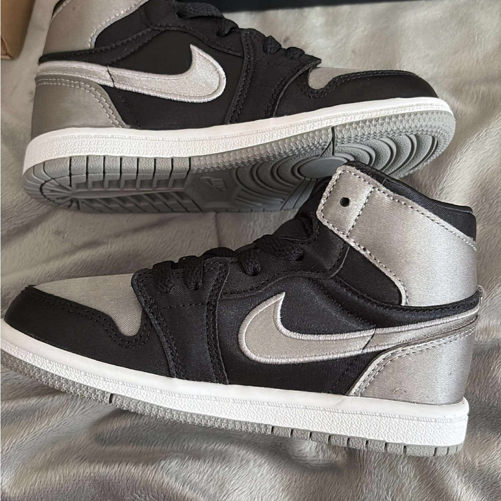 Kids Black and Silver High-Top Sneakers